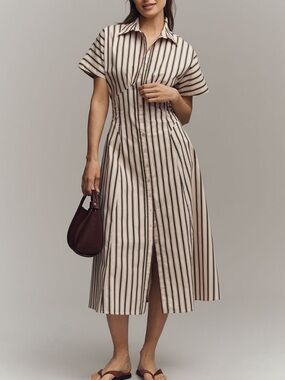 Exquise raina shot-sleeve Midi shirtDress